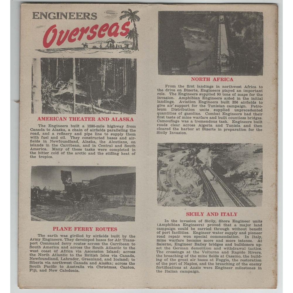 1946 US Army Corps of Engineers WWII Overseas History Fold-Out Brochure VG - Picture 3 of 5